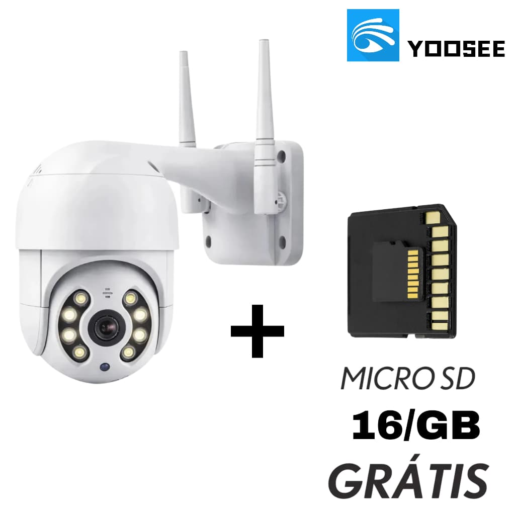 Câmera Ip Wifi Externa yoosee Sensor Movimento Celular + Cartão SD 16GB