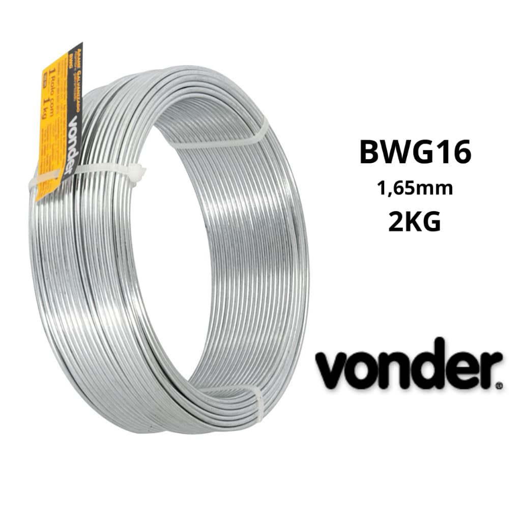 2KG Arame Galvanizado 16 BWG para Uso Geral Maleável e Resistente rolo Arame Liso Varal Cerca