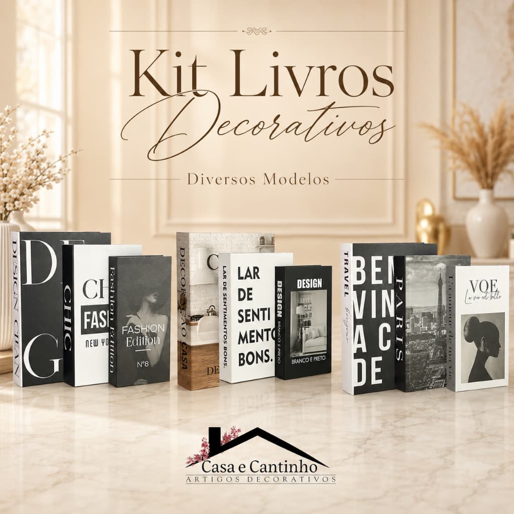 Kit Livro Decorativo 3 Peças Caixa Organizadora Livro Fake Porta Objetos Joias Porta Treco