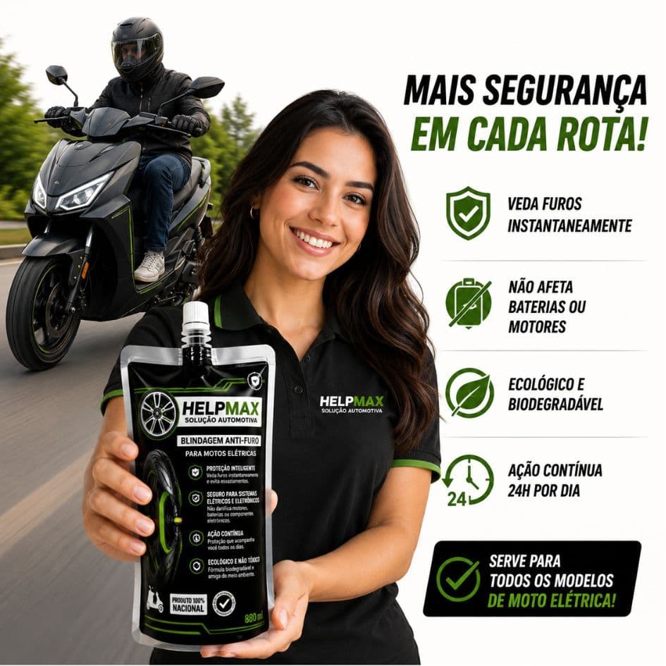 Moto Elétrica Selante de Pneu - Blindagem Anti Furo Proteção Instantânea