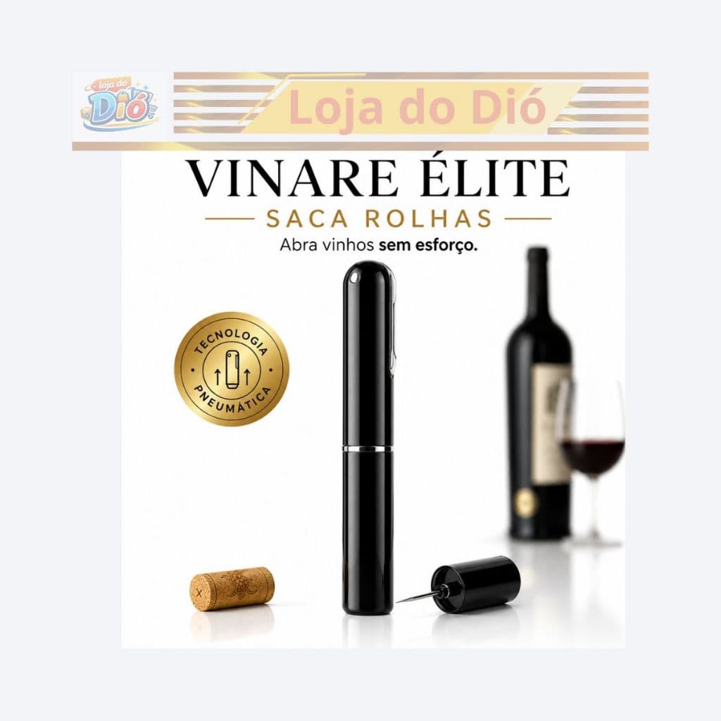 Saca Rolhas Pneumático Vinare Élite Abridor Vinhos Facil Uso inox Preto  Pratico Durável Bar Premium