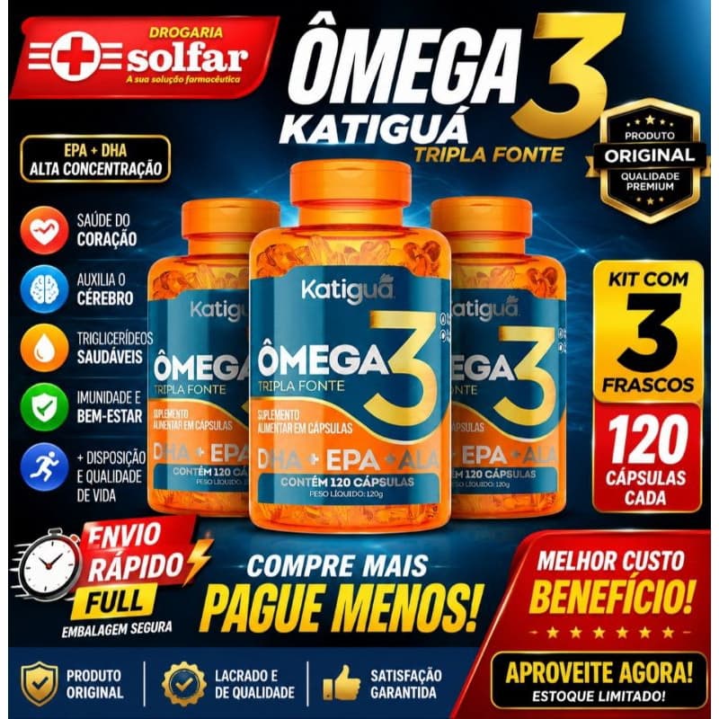 omega 3 katigua, omega 3 120 caps, omega 3 original, omega 3 epa dha, suplemento omega 3, omega 3 promoção, omega 3 prem