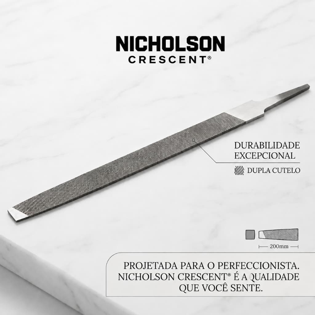 Lima Chata Nicholson Crescent e K&F 8" Amolação Multiuso