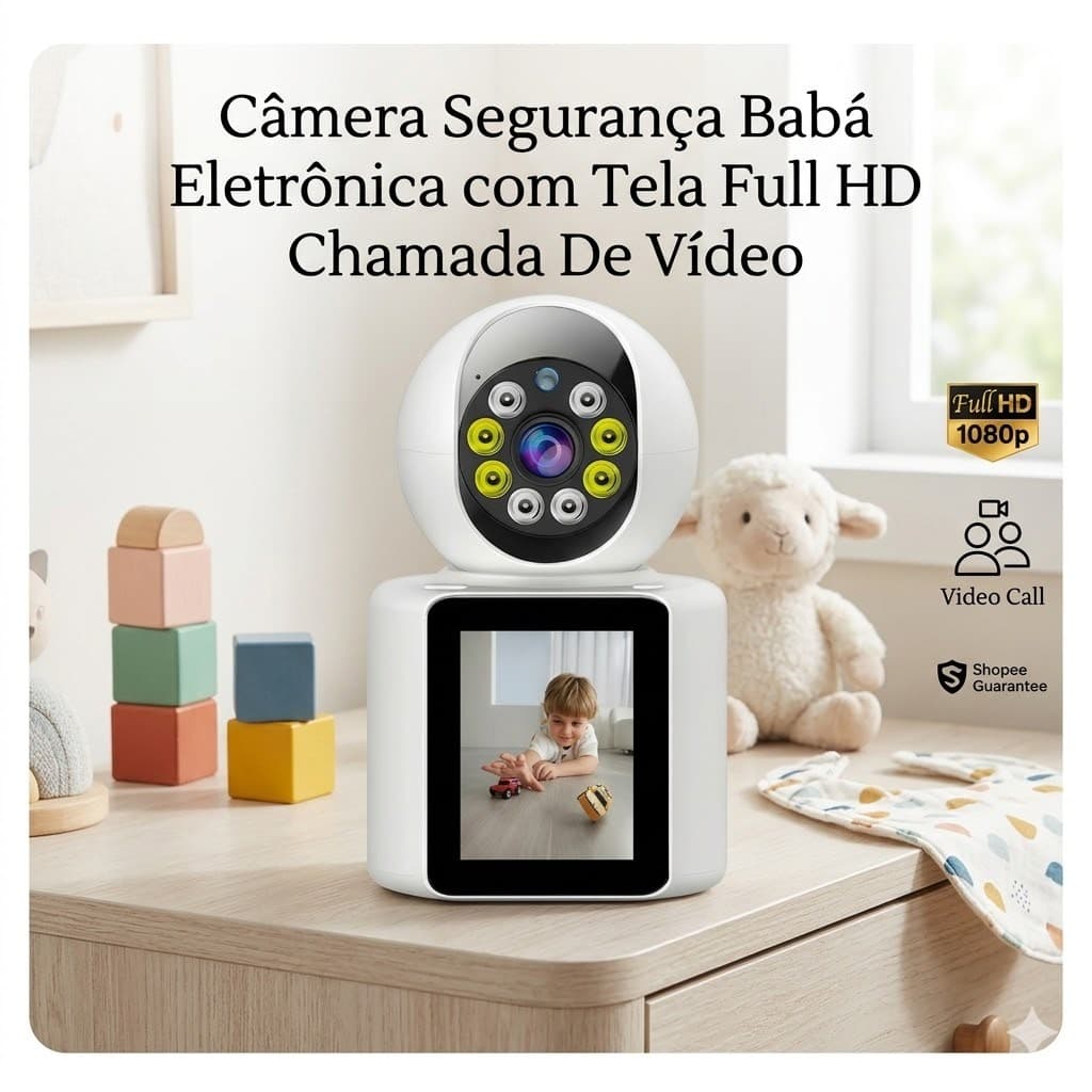 Câmera Segurança Babá Eletrônica com Tela Full HD Chamada De Vídeo Altomex AL-S391