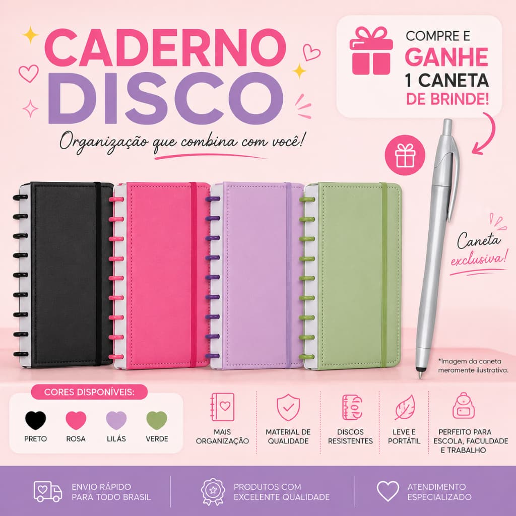 Caderno Inteligente + 1 caneta plástica / caderno de 10 Discos B5 80 Folhas Capa Dura De Couro