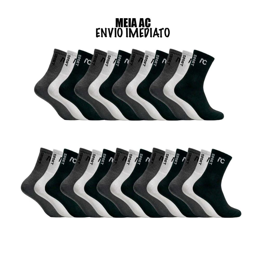 Kit 12 ou 27 Meias Cano Longo AC Caneladas Originais