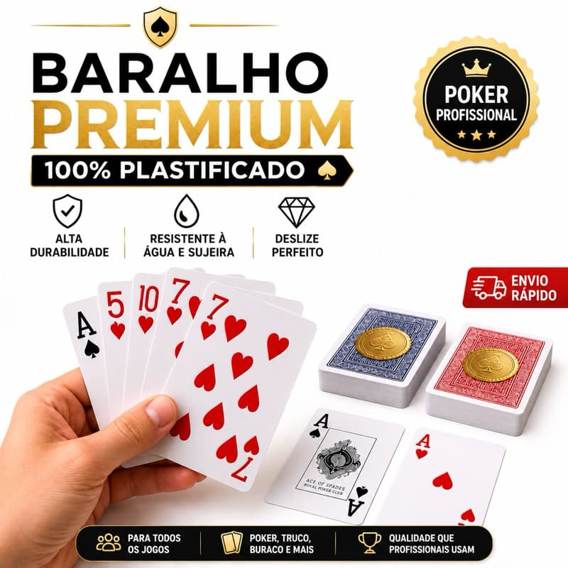 Baralho Poker Profissional Premium 100% Plastificado Resistente à Água