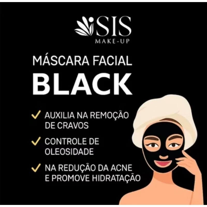 Kit 10 Máscaras Faciais Black Removedora de cravos e anti-oleosidade - Skincare - Limpeza de pele - Spa Facial Homecare