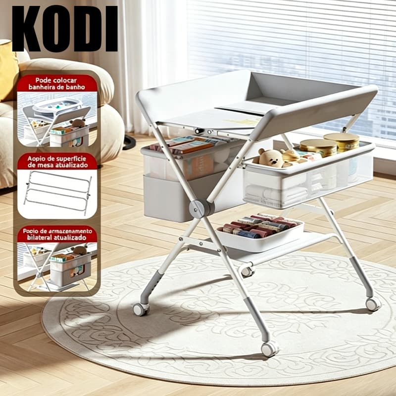 Portable Foldable Ergonomic Baby Changing Table with Safety Belt & Storage Baskets P17