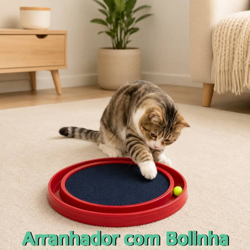 Arranhador para Gatos Redondo com Bolinha Interativo Relax Antiestresse Brinquedos para Gatos