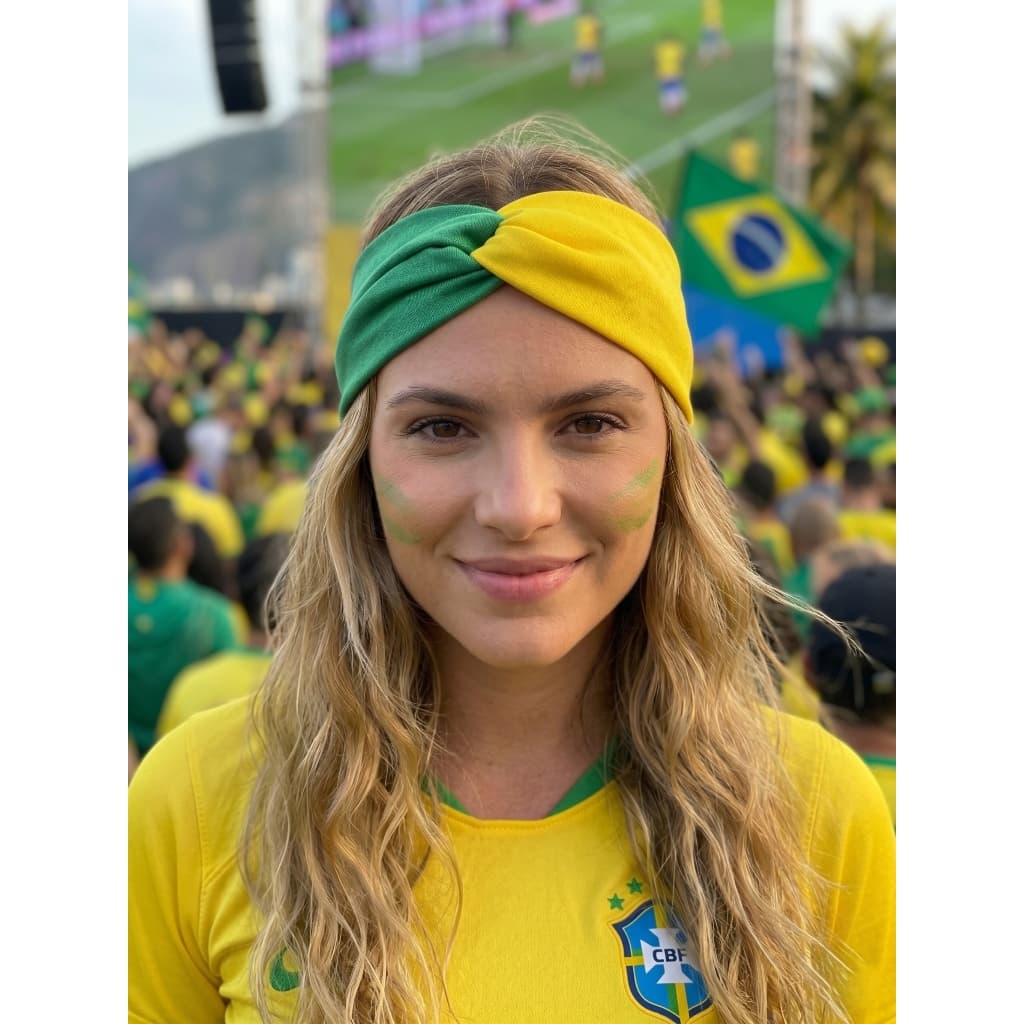 Kit 2 Faixas Turbante para Cabelo Brasil Copa Do Mundo Elástica Confortável e Estilosa