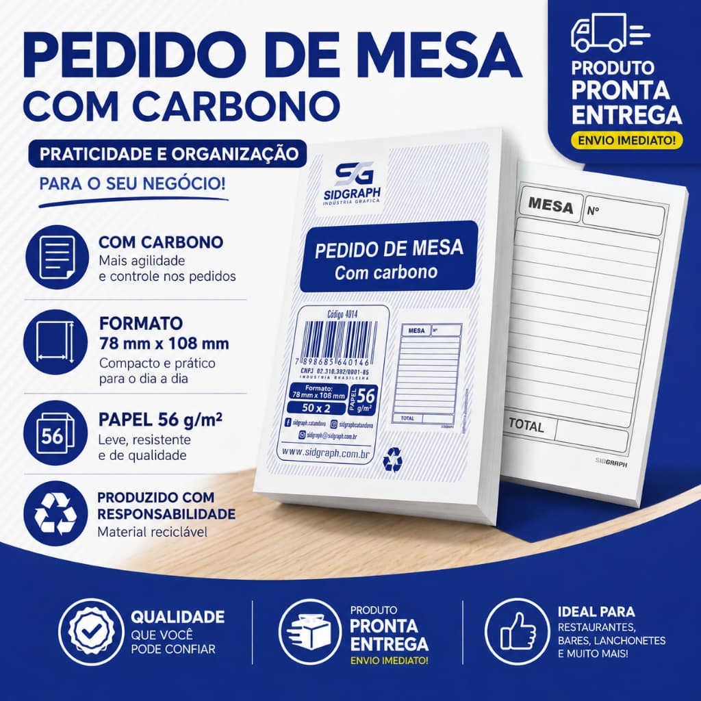 1 3 5 10 Blocos de Pedido de Mesa com Carbono 2 Vias para Atendimento Bares Restaurantes 7,8x10,8Cm