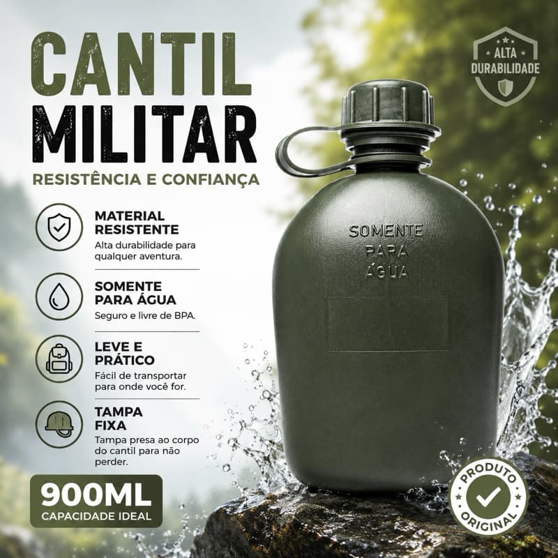 Cantil 900ml Resistente a Impactos em Polipropileno Verde ou Preto