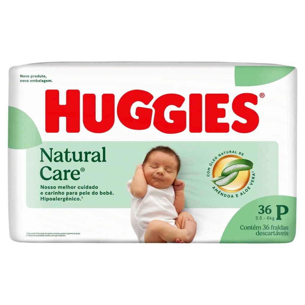 Fralda Huggies Natural Care P - Pacote 36 Fraldas