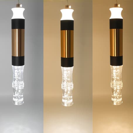 Luminária Lustre Pendente Cilindro Cristal Bolhas Dourado - Decorativa para Sala de Estar