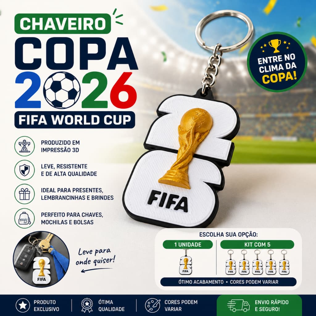 Chaveiro Copa 2026 Personalizado Em Impressão 3D