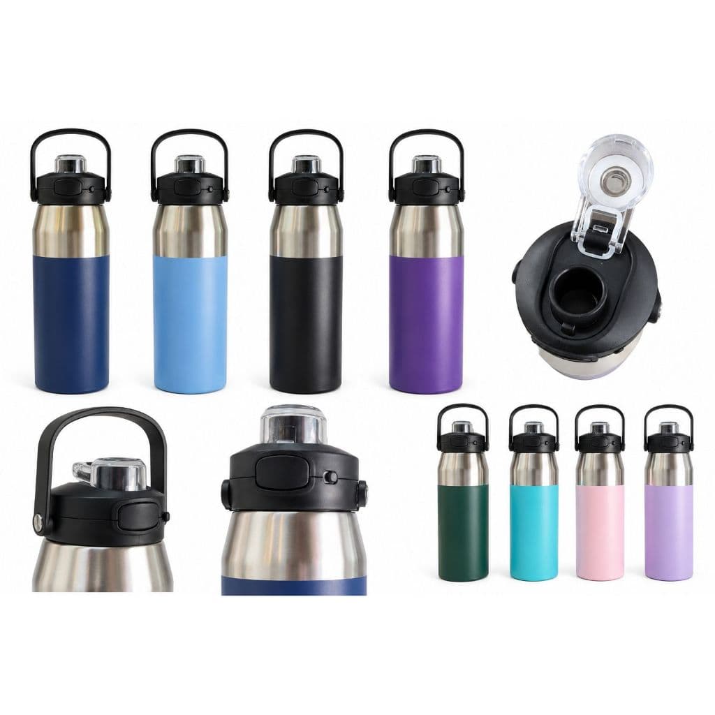 GARRAFA TERMICA 1000ML COM ALÇA INOX E TRAVA