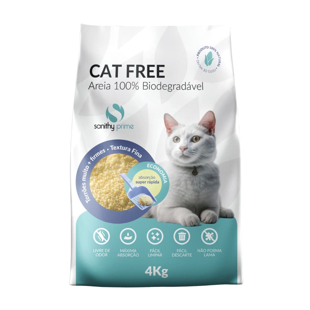 Areia Higiênica para Gatos Cat Free - 100% Biodegradavel