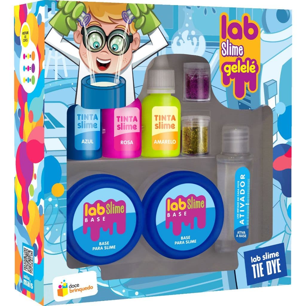 Kit Lab Slime Tie Dye Brinquedos Gelelé Massinha  SLIME FAÇA VOCÊ MESMO