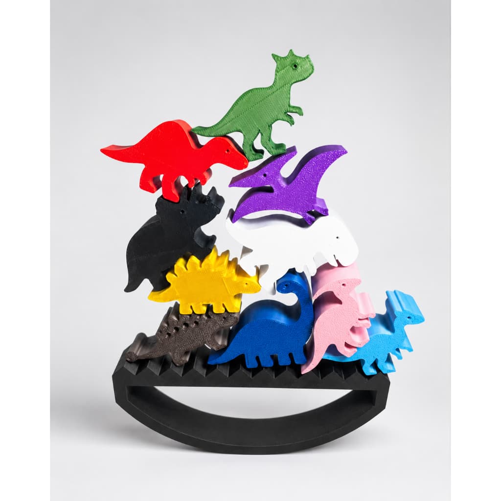 Kit jogo de Equilíbrio 3D, 10 dinossauros coloridos