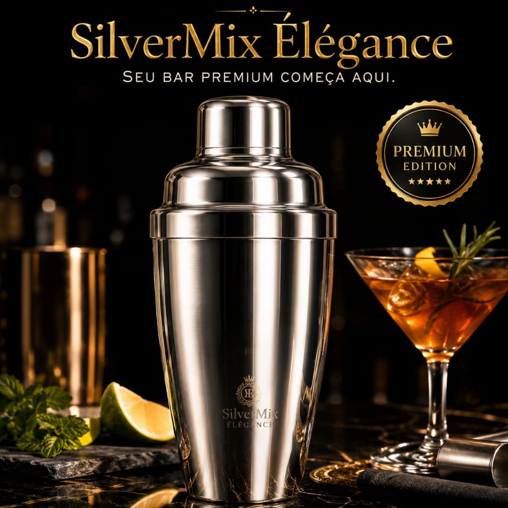 SilverMix Élégance Coqueteleira Premium em Aço Inox, fácil de limpar ultra resistente