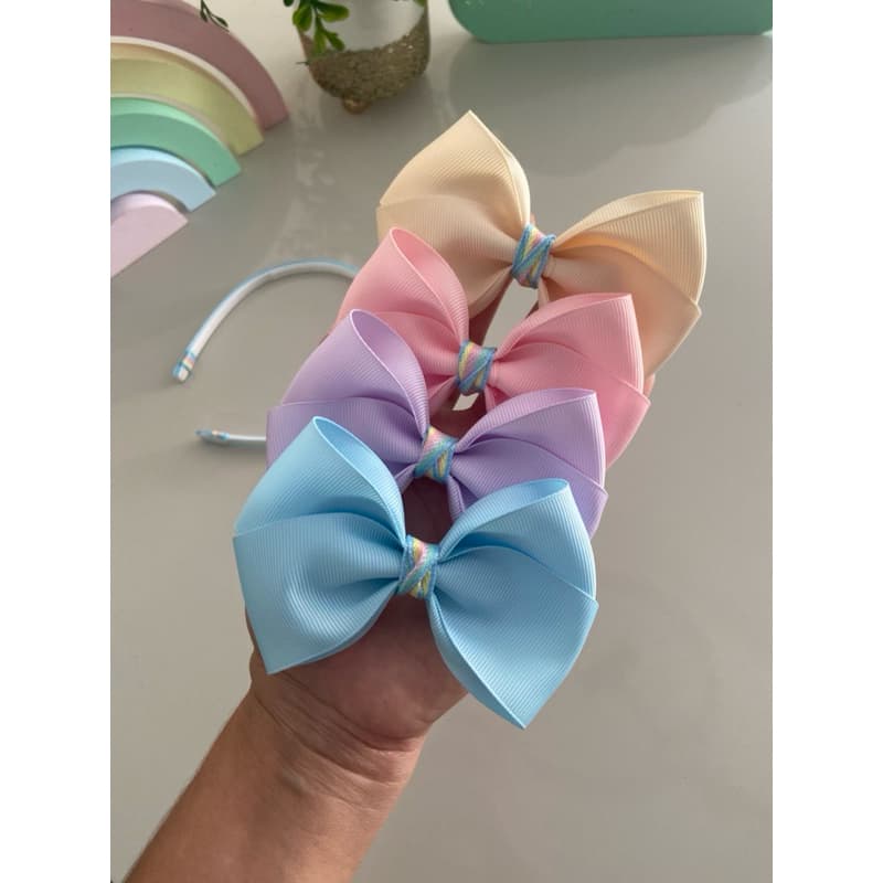Kit Laços Candy Colors Bebê Menina | Faixa Meia de Seda ou Tiara Infantil