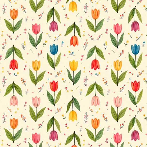 Tecido Tricoline Floral  Estampa Tulipas 50 cm x 150 cm  100% algodão