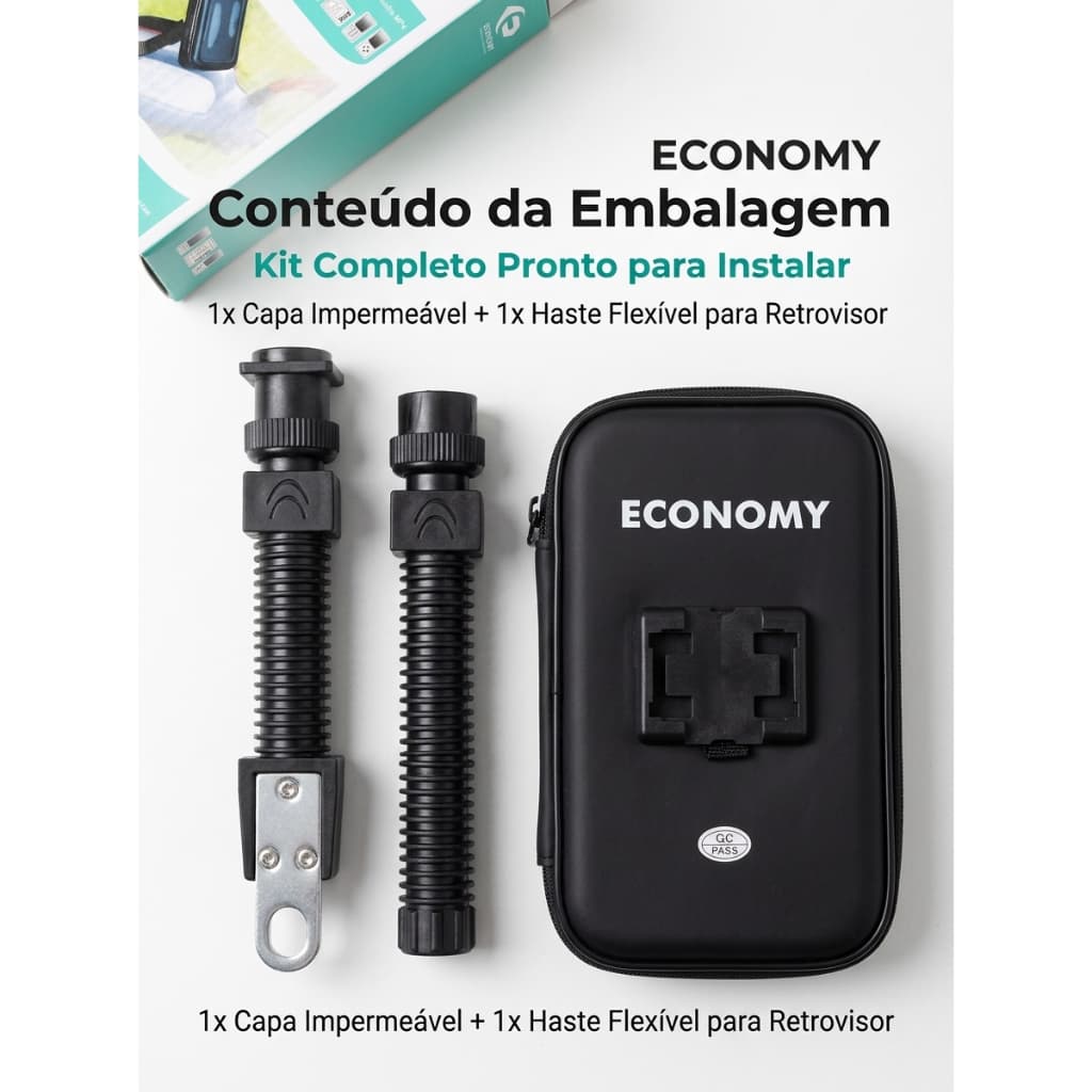 Suporte Celular Moto e GPS Impermeável Com Haste Flexível Para Retrovisor - Reforçado e Seguro