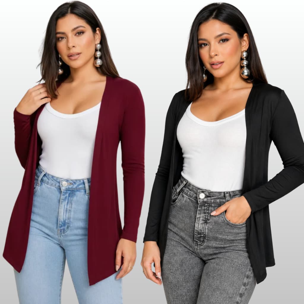 Casaco Cardigan Feminino Blusa de Frio Manga Longa Suede Inverno