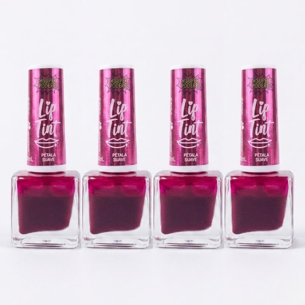 Kit 4 Lip Tint Pétala Suave 3 em 1 Super Poderes - Hidratação e Cor Natural Longa Duração