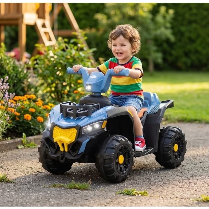 Mini Carrinho Quadriciclo Jipe Infantil Criança Elétrico Recarregável Passeio Infantil 6V Azul - Unitoys
