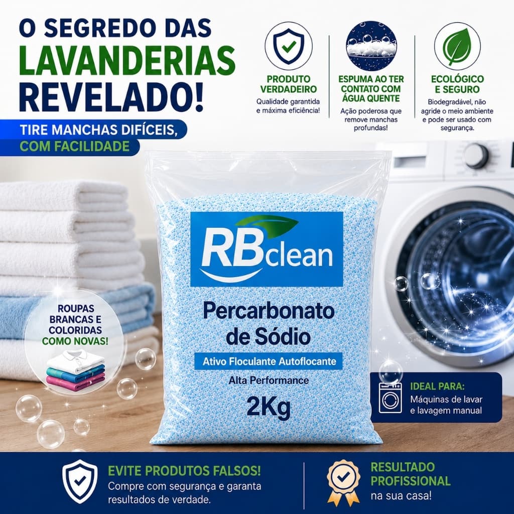 Percarbonato de Sodio 100 Puro Tira Manchas Poderoso Sem Cloro Roupas Brancas 500g 1kg 2kg Alvejante Oxigenio Ativo Pro