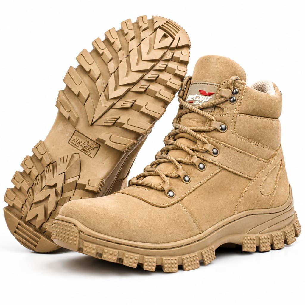 Bota Coturno Masculina Couro Legítimo Resistente a agua Militar Motociclista Trilha Cano Médio