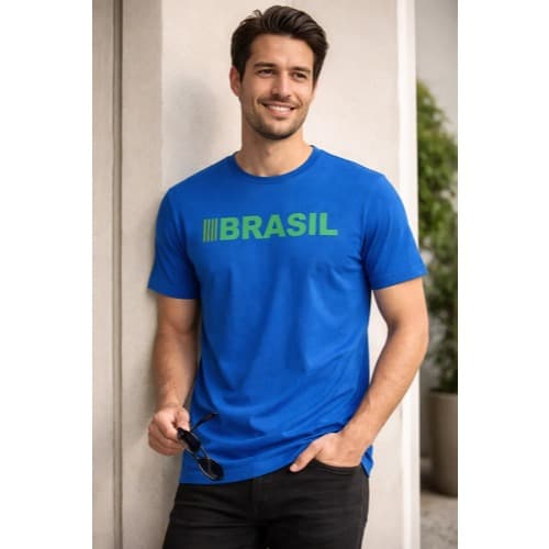 Camiseta Masculina Seleção Brasileira Copa Do Mundo Algodão Brasil