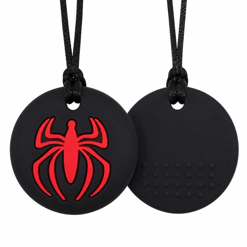 “Colar Sensorial Mordedor Homem Aranha Silicone Autismo TDAH Ansiedade