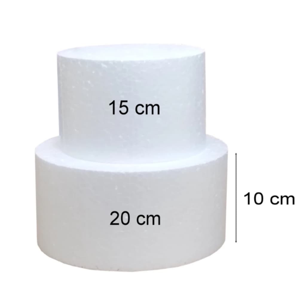 Bolo Fake Isopor 15x20 C/ 10cm Base Redonda 2 Andares Promoção
