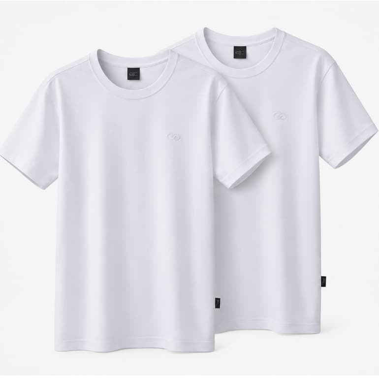 Camiseta Branca Lisa Masculina Kit com 2 Camisetas Básicas Brancas Lisas Manga Curta 100% Algodão