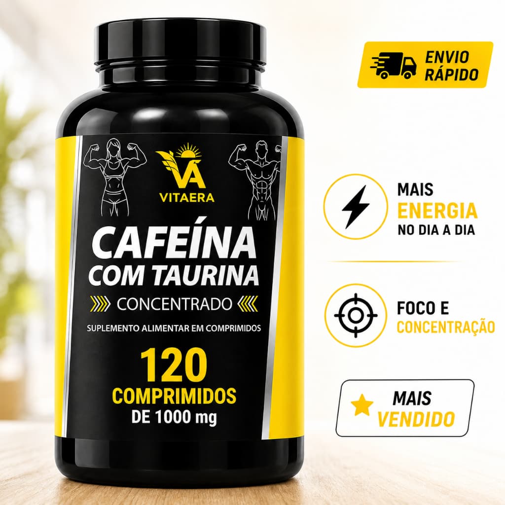 Cafeina com Taurina ORIGINAL Termogenico Pré Treino Energia Desempenho - POTE PARA 60 DIAS