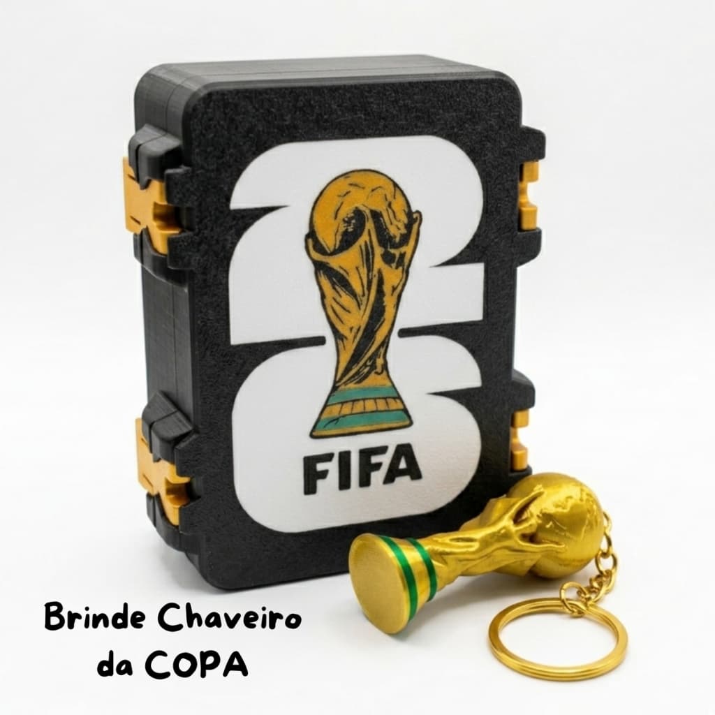 Caixa de Figurinhas Album da COPA DO MUNDO Brinde Chaveiro da COPA Compartimento para 500 Figurinhas