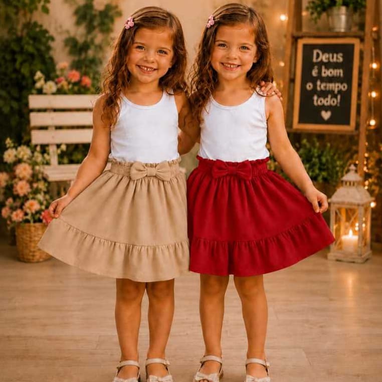 Kit com 2 Saia Infantil Saia Lisa Casual Igreja Congresso do Tamanho RN aos 10 Anos