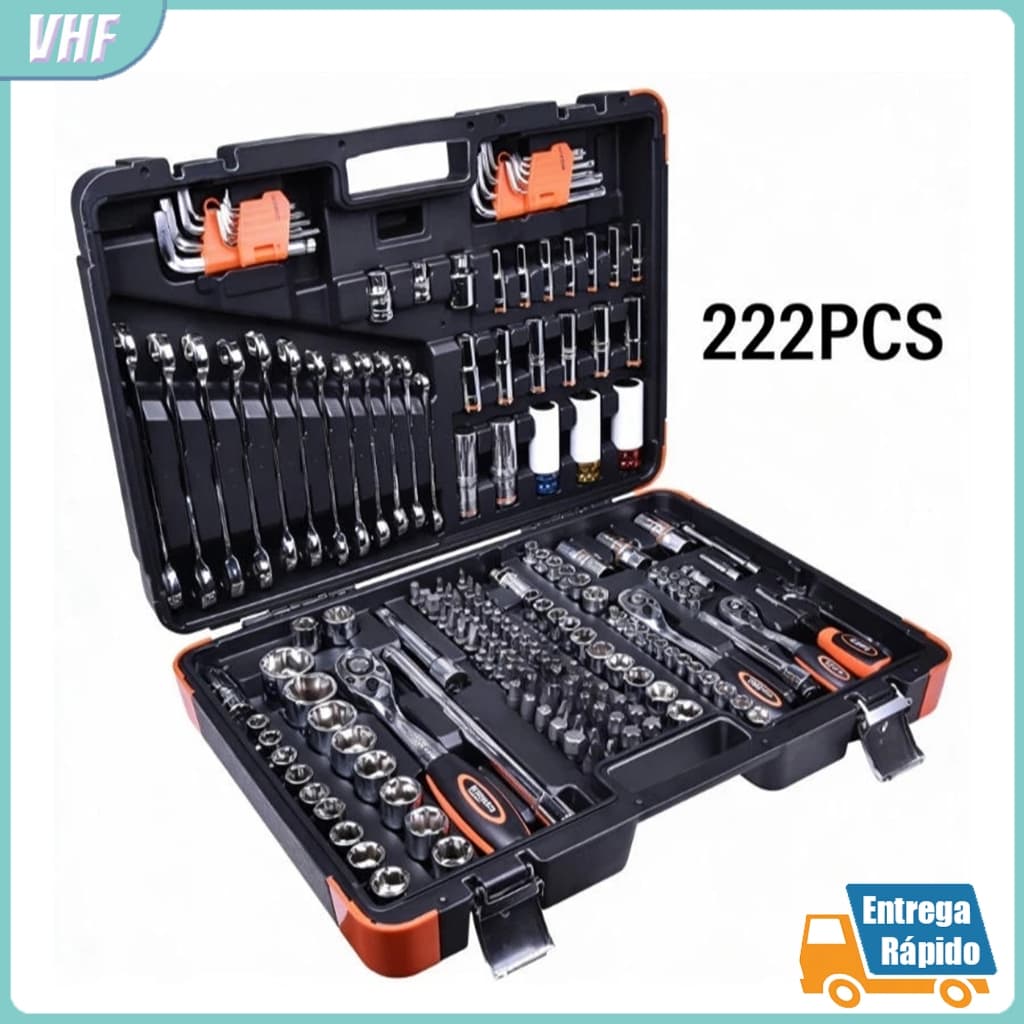 Kit Jogo De 222/216 Ferramenta Oficina Master Para Mecânico Maleta Com
