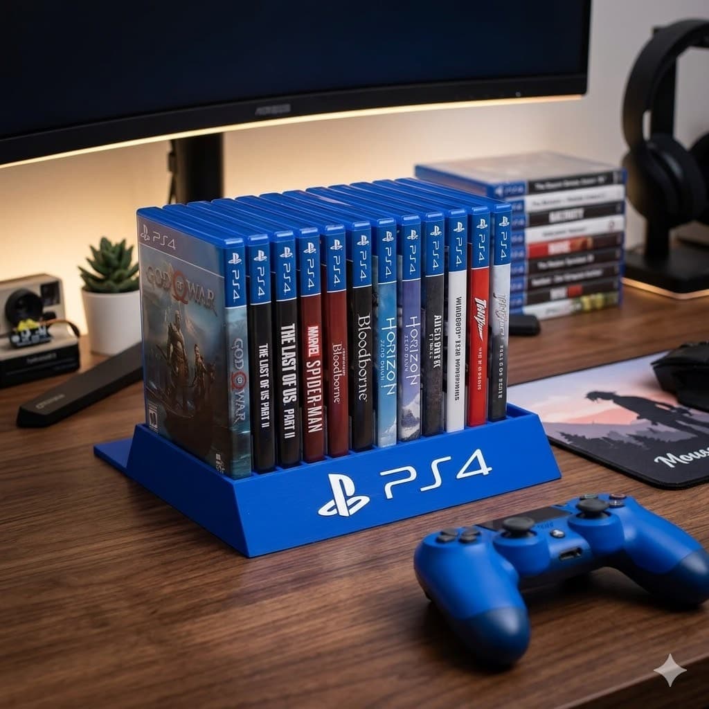 Suporte Organizador Jogos PS4 PS5 PlayStation Gamer Decoração Setup