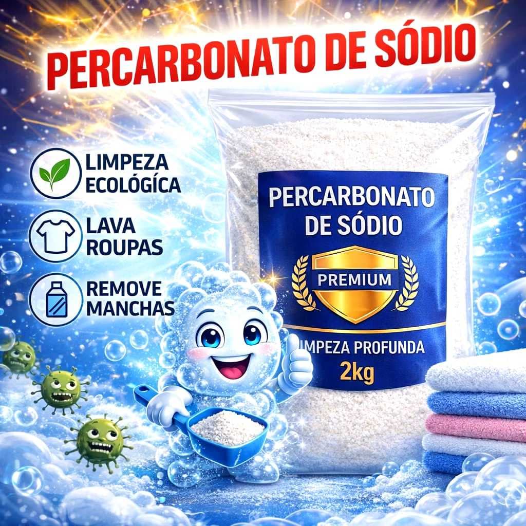 Percarbonato 100% Puro Tira Manchas Roupas Brancas e Coloridas
