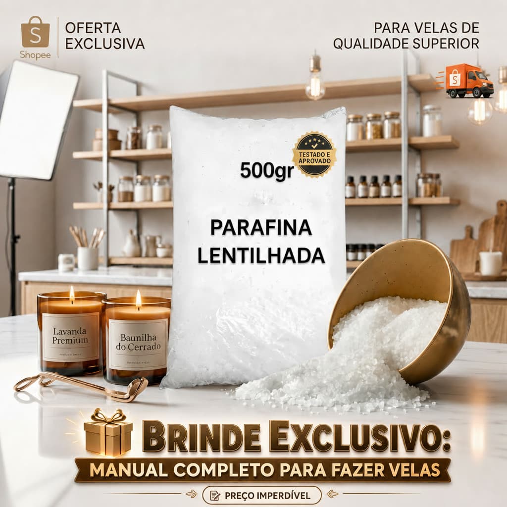 500GR PARAFINA LENTILHADA 100% PURA NACIONAL PARA VELAS E PRODUTOS ARTESANAIS EM GERAL