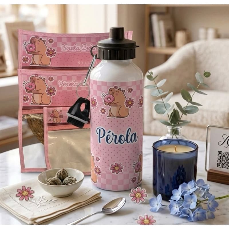 kit escolar com squeeze 600 ml