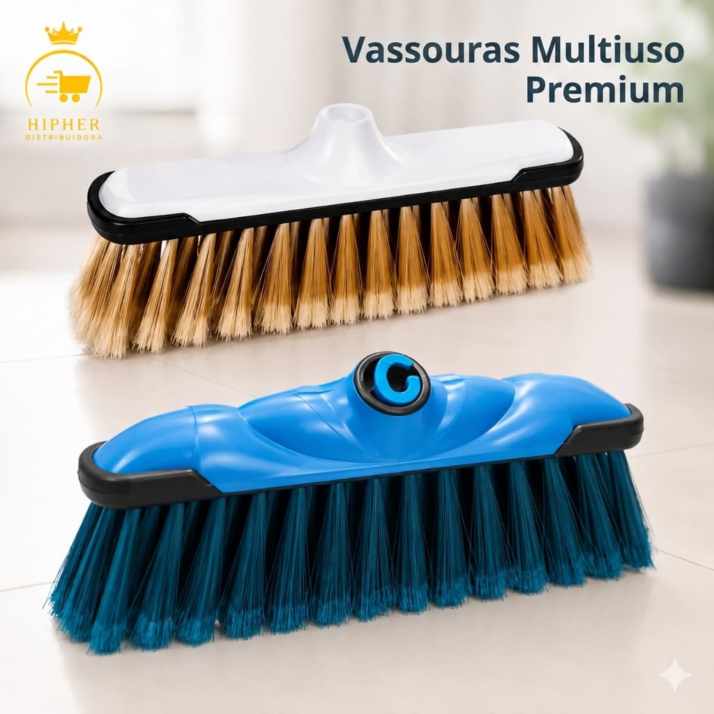Vassoura Macia para porcelanato + Vassoura Limpa pedra Reforçada.