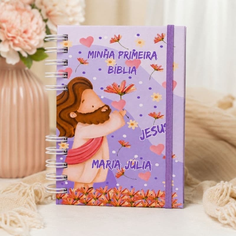 Bíblia Infantil Personalizada com nome Ilustrada Capa Dura Histórias da Bíblia