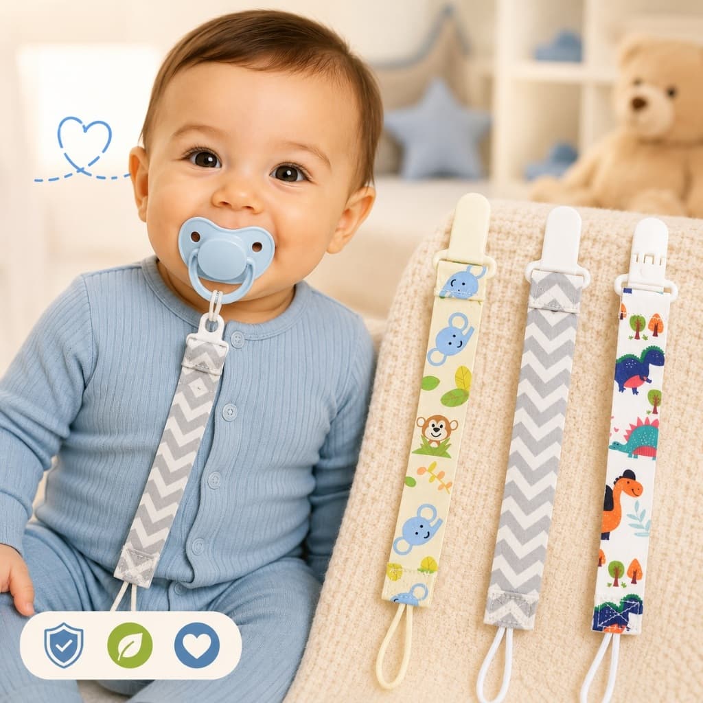 Kit Prendedor Chupeta Bico Bebê Menino Menina Clip Seguro Presilha Universal Resistente Infantil