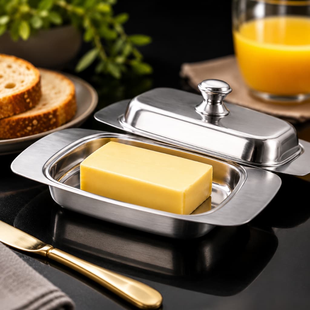 Manteigueira com Tampa em Aço Inox – Elegância e Praticidade para sua Mesa