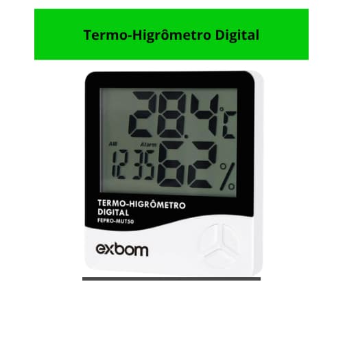 Termômetro Digital de Parede Termo Higrômetro Medidor Temperatura e Umidade LED Exbom